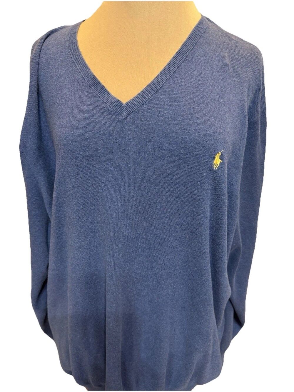 Polo Ralph Lauren Sweater Men's 3XB Big Blue Pima Cotton Knit Pony 90s Y2k